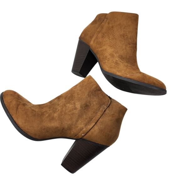NY&C Brown Suede Ankle Boots with Wood Block Heels – Size 9 - Picture 3 of 7